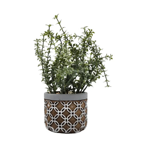 Planta Artificial Tropical Macetero Ceramica Café Con Blanco - Fliperex