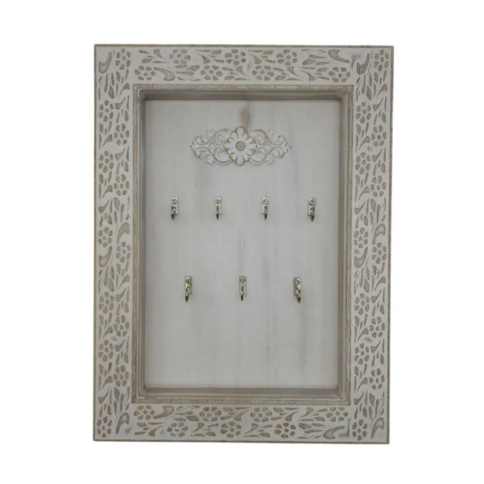 Porta Llave De Madera Cuadro Colgador Para Llaves 7 Ganchos - Fliperex