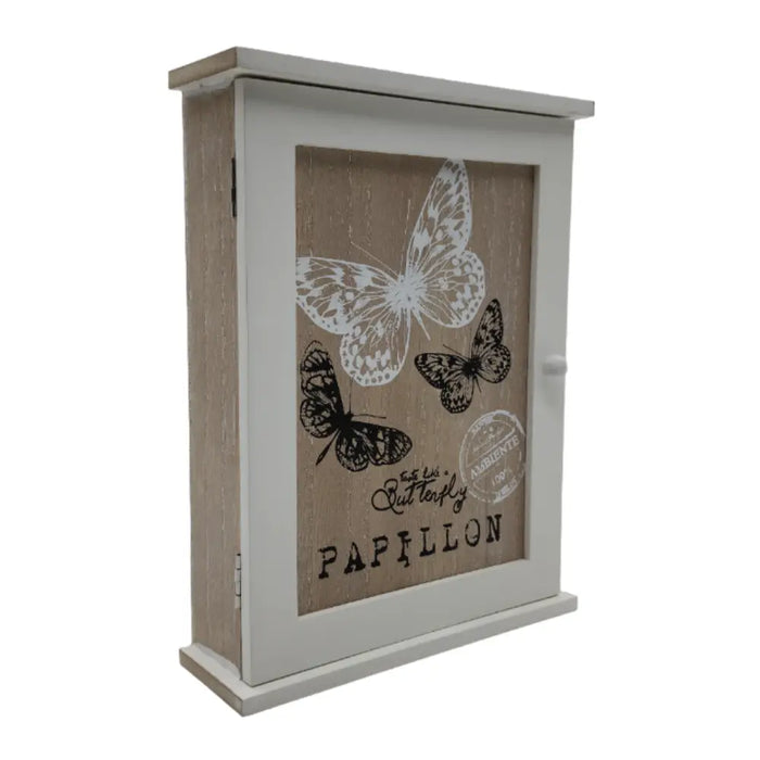 Porta Llaves De Madera Mariposas 6 Ganchos Cuadro Colgador - Fliperex