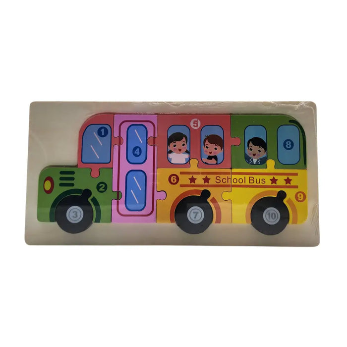 Puzzle Juego De Madera Autobus Juguete Educativo - Fliperex