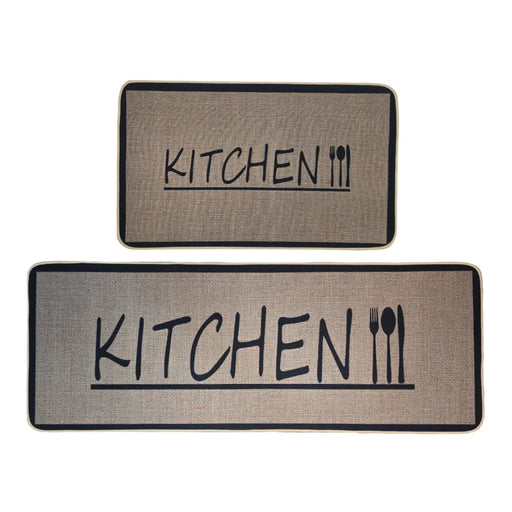 Set 2 Alfombras De Cocina Goma Antideslizante Diseño Kitchen - Fliperex