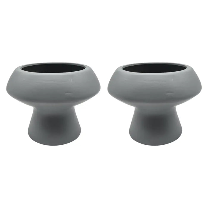 Set 2 Macetero Maceta De Ceramica Con Forma De Seta Gris - Fliperex