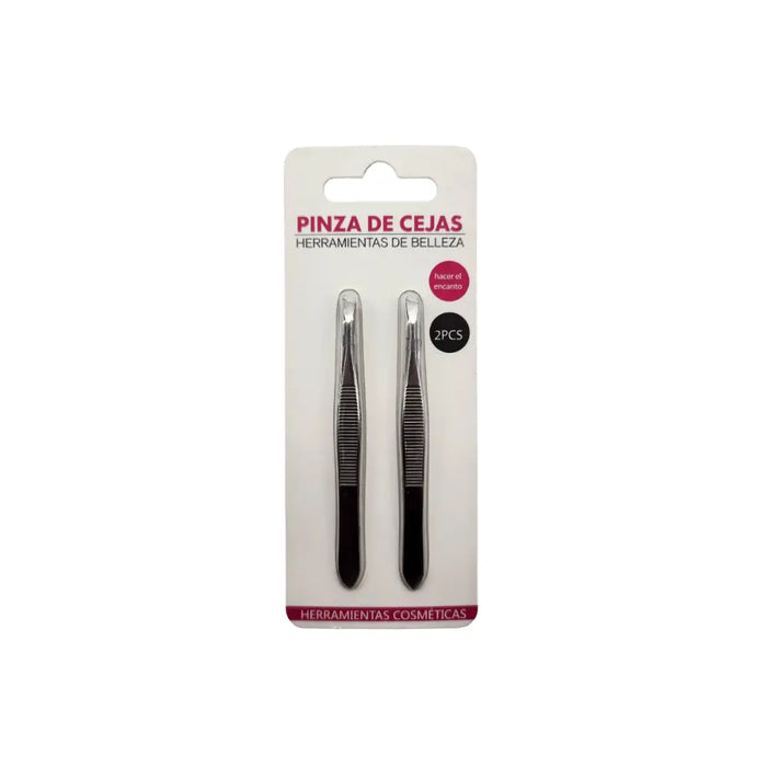 Set 2 Pinzas Depilación Cejas Facial Punta Acero Inoxidable - Fliperex