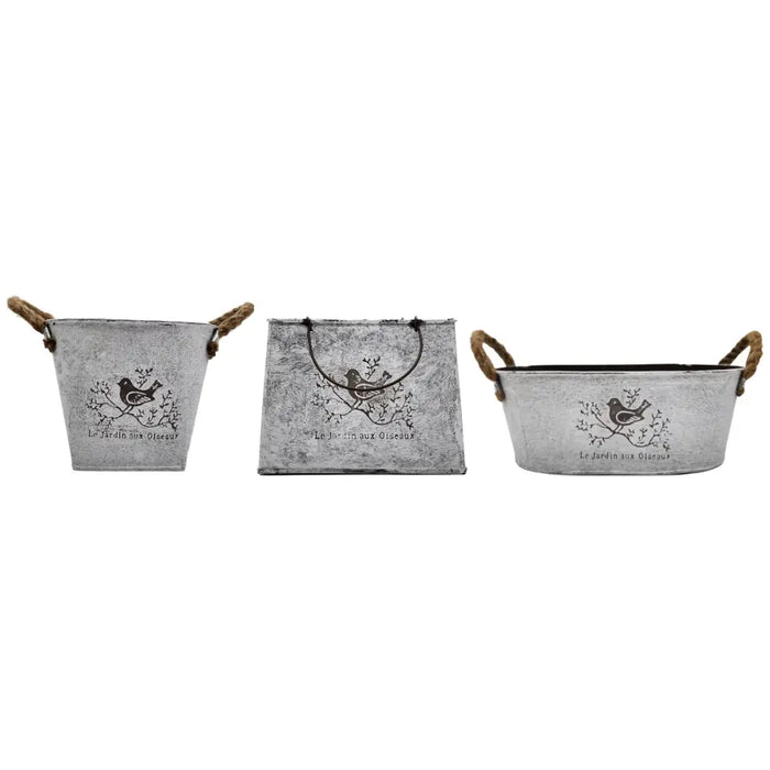 Set 3 Maceteros Floreros Metalicos Frances Le Jardin Aux - Fliperex