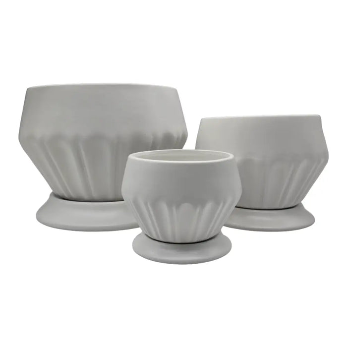 Set 3 Maceteros Maceta De Ceramica Diamante Elegante Blanco - Fliperex