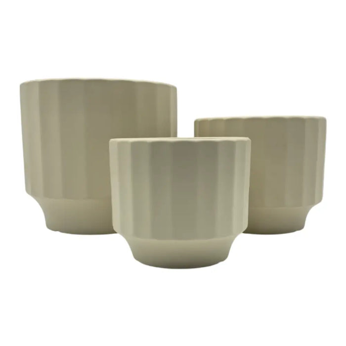 Set 3 Maceteros Maceta De Ceramica Limon Lineas Verticales - Fliperex