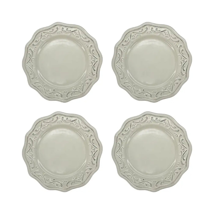 Set 4 Platos De Ceramica Beige Estilo Europa Vintage Antiguo - Fliperex