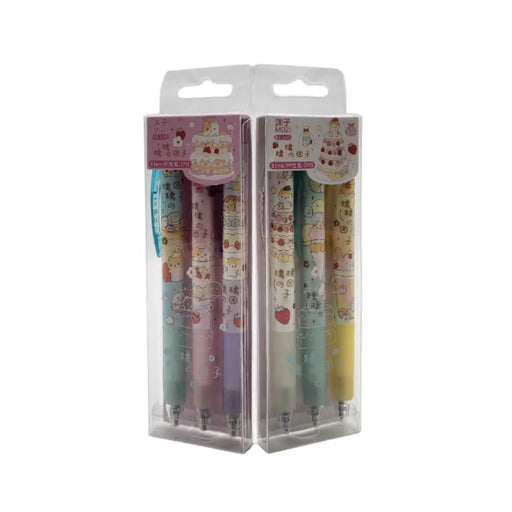 Set 6 Boligrafos Tinta Gel Negro Cute Kawaii 6 Diseños Color - Fliperex