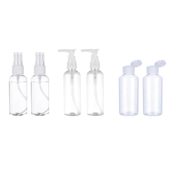 Set 6 Botella De Viaje Variedad 100 Ml Transparente - Fliperex