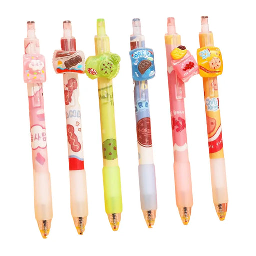 Set 6 Lapices Estilo Boligrafos Kawaii Alimentos Lapiz Cute - Fliperex