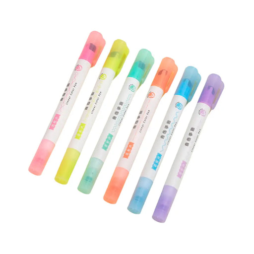 Set 6 Lapices Marcadores Con Brillo Doble Punta Diseños Arte - Fliperex