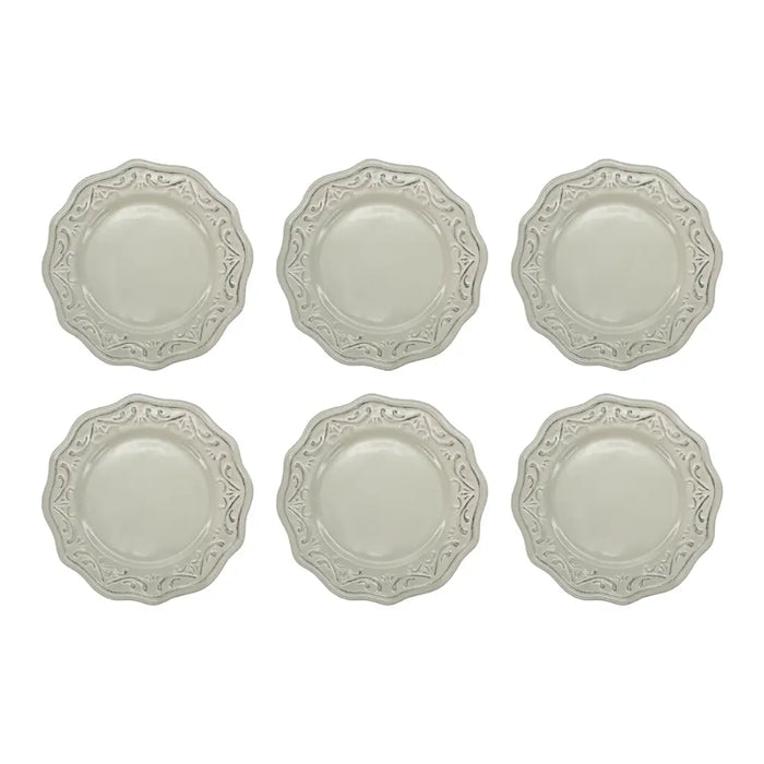 Set 6 Platos De Ceramica Beige Estilo Europa Vintage Antiguo - Fliperex