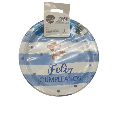 Set 6 Platos Desechables 18 Cm Diseños Para Cumpleaños - Fliperex