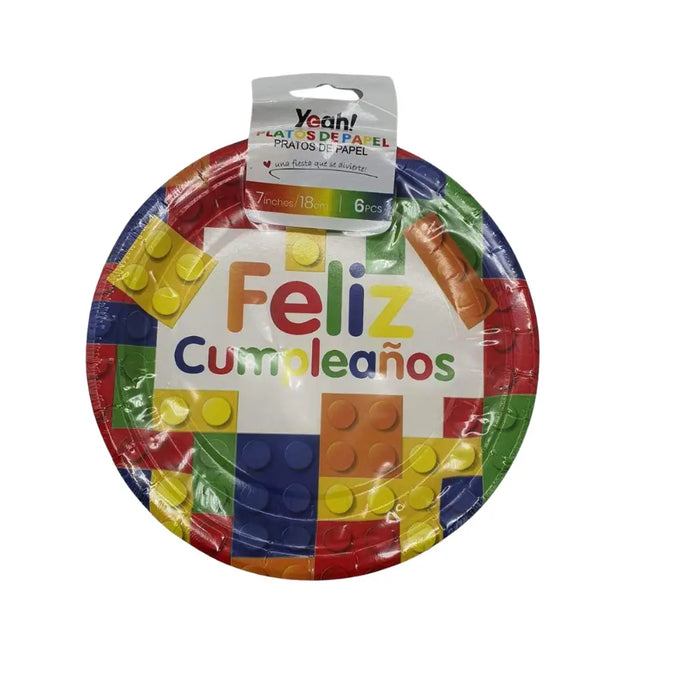 Set 6 Platos Desechables 18 Cm Diseños Para Cumpleaños - Fliperex