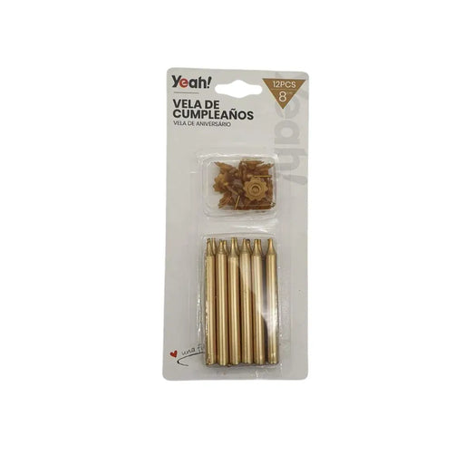 Set De 12 Velas De Cumpleaños Doradas Plateadas Cotillon - Fliperex