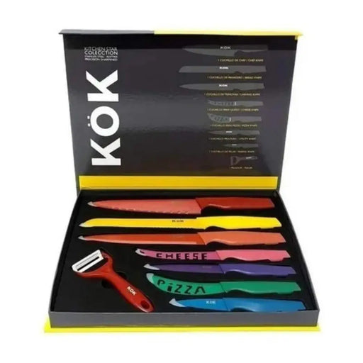 Set De Cuchillos Para Cocina 8pcs Negro - Fliperex