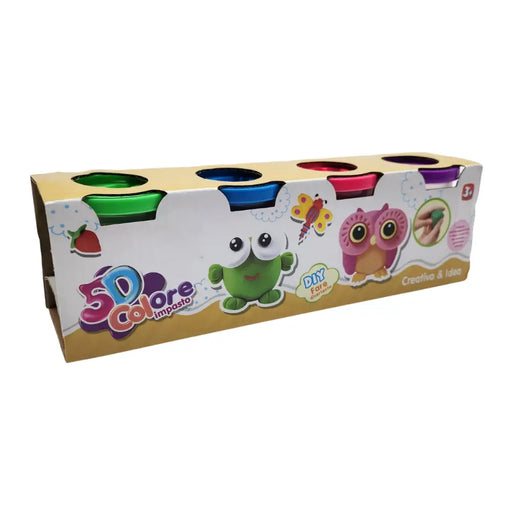 Set De Masas 4 Colores Latas Plasticina Didactica Plastilina - Fliperex