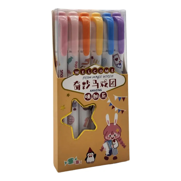 Set Lapices Destacadores 6 Colores Mundo Magico - Fliperex