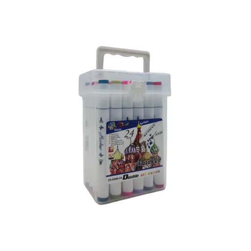 Set Marcadores Doble Punta 24 Lapices Plumones Arte Marker - Fliperex