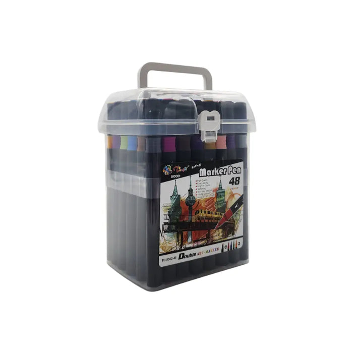 Set Marcadores Doble Punta 48 Lapices Plumones Con Maletin - Fliperex