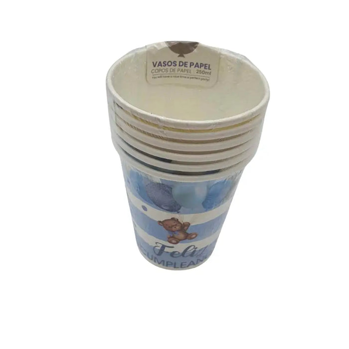 Vasos Cartón 6 Unidades Cumpleaños Diseños 250ml Ecológico