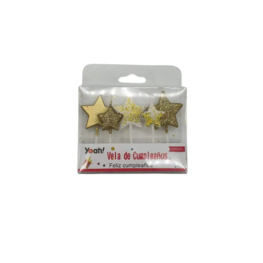 Velas Estrellas Para Cumpleaños Doradas Plateadas Cotillon - Fliperex