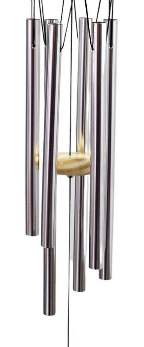 Colgante Campana De Viento Tubos Diseño Moderno Color Madera - Fliperex