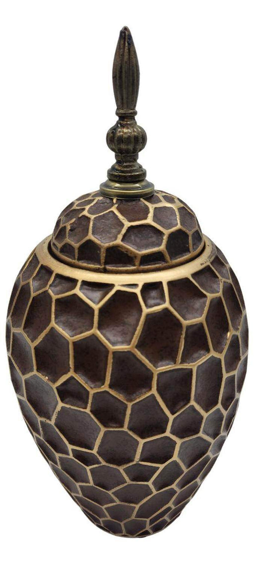 Jarron Florero Ceramica Diseño Panal Decorativo Cafe Grande - Fliperex