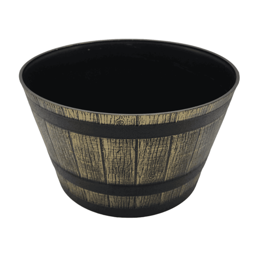 Macetero Plastico Diseño Efecto Barril De Madera Maceta XL - Fliperex