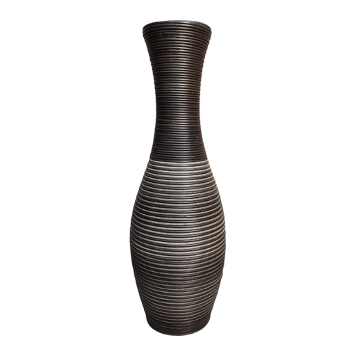 Jarron Florero Decorativo Tejido Rattan Moderno Café 70 CM - Fliperex