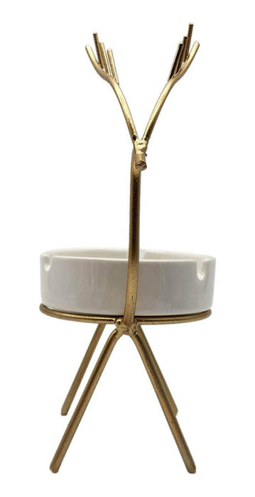 Cenicero De Cerámica Decorativo Con Base Dorada De Reno - Fliperex