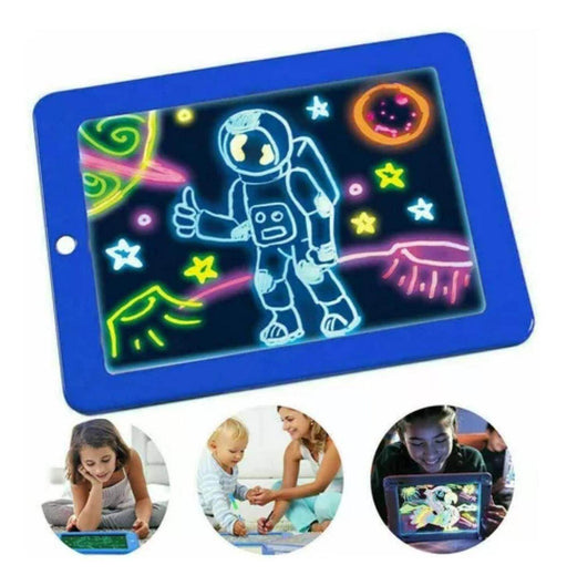 Pizarra Mágica De Dibujo Luz Led Pizarra Niños Con Laminas - Fliperex