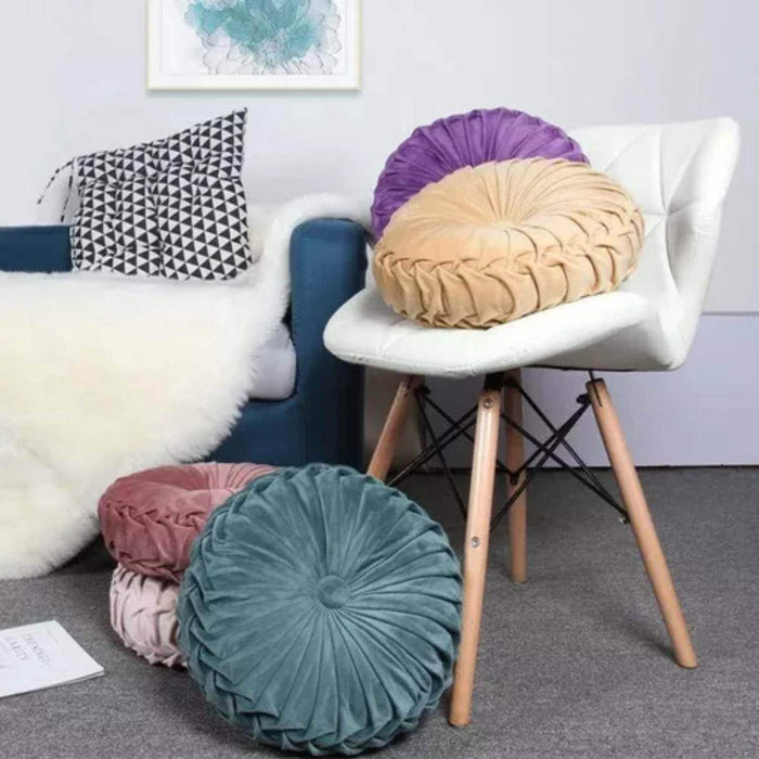 Cojín De Terciopelo Redondo Grande Para Sillón Tela Velvet - Fliperex