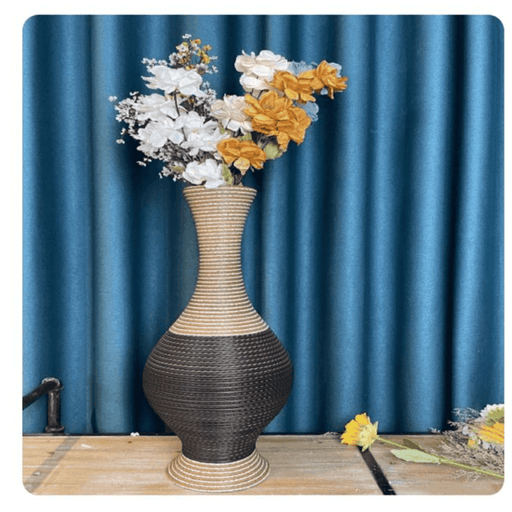 Jarron Florero Decorativo Tejido Rattan Moderno Marron 70 CM - Fliperex
