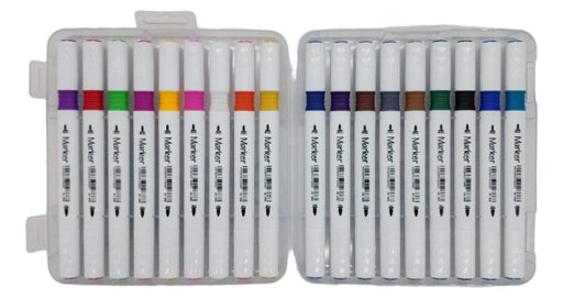 Set 18 Marcadores Triangulares Doble Punta En Base A Agua - Fliperex