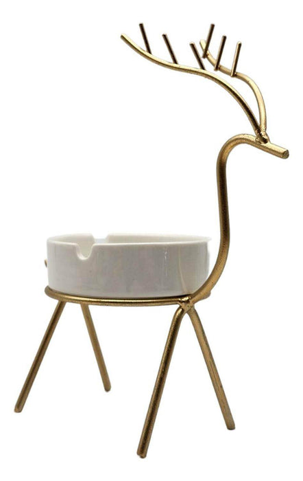 Cenicero De Cerámica Decorativo Con Base Dorada De Reno - Fliperex