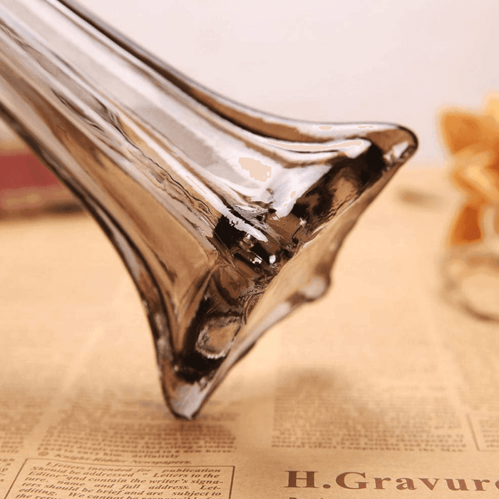 Florero Decoratico De Vidrio Transparente Base Oscura Simple - Fliperex