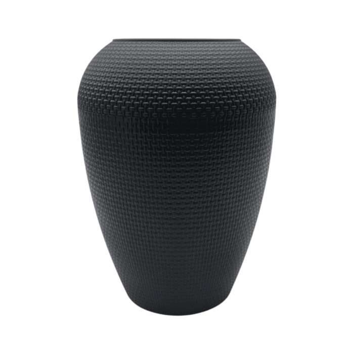 Macetero Plastico Redondo Ovalado Moderno Con Textura M - Fliperex