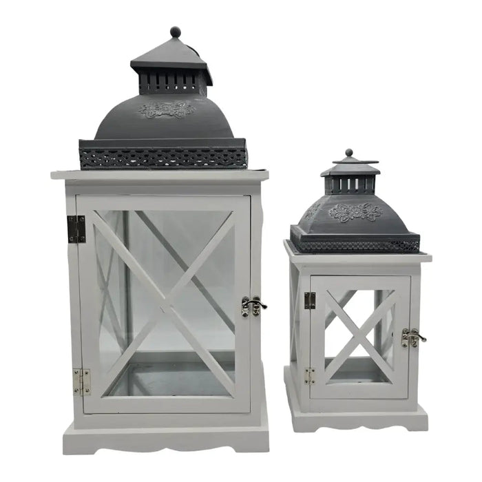 Set 2 Farol Calentador De Vela Costero De Madera Blanca - Fliperex