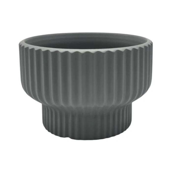 Macetero Maceta De Ceramica Estilo Copon Gris Mate L - Fliperex
