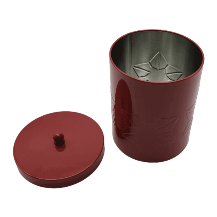 Frasco Metalico Rojo Con Tapa Redondo Multiuso Decorativo - Fliperex