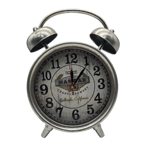 Reloj De Mesa Analogico Hierro Vintage Decorativo Plateado S - Fliperex