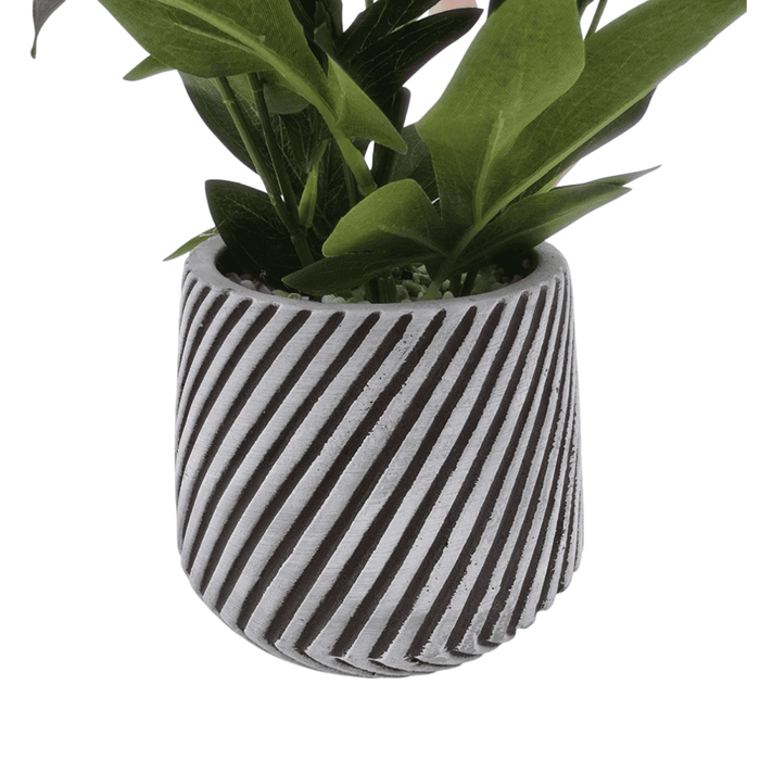 Planta Artificial Macetero a Rayas Con Rosas Decorativas - Fliperex