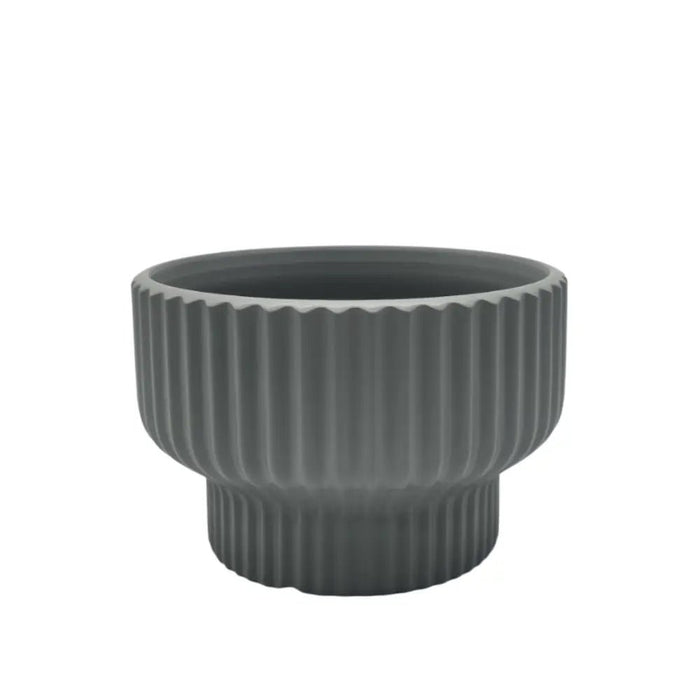 Macetero Maceta De Ceramica Estilo Copon Gris Mate S - Fliperex