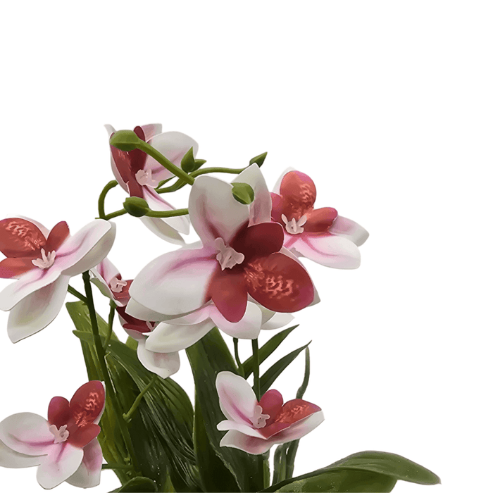 Planta Artificial Orquidea Rosado Decorativa Macetero Loza - Fliperex