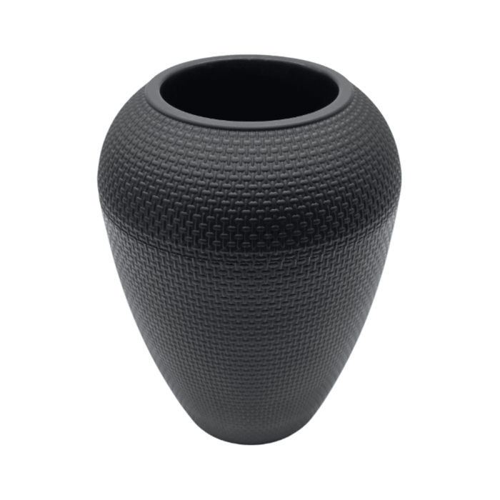 Macetero Plastico Redondo Ovalado Moderno Con Textura M - Fliperex