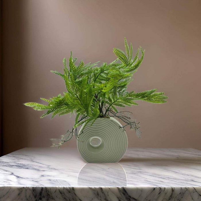Planta Artificial Helecho Decorativa Macetero De Ceramica - Fliperex