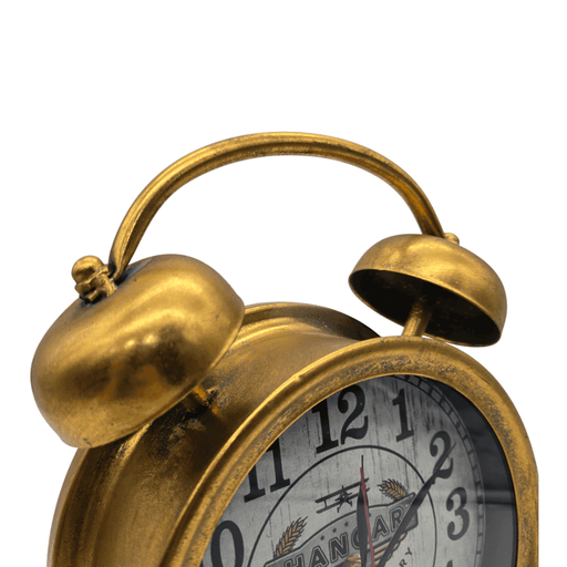 Reloj De Mesa Analogico Hierro Vintage Decorativo Dorado S - Fliperex