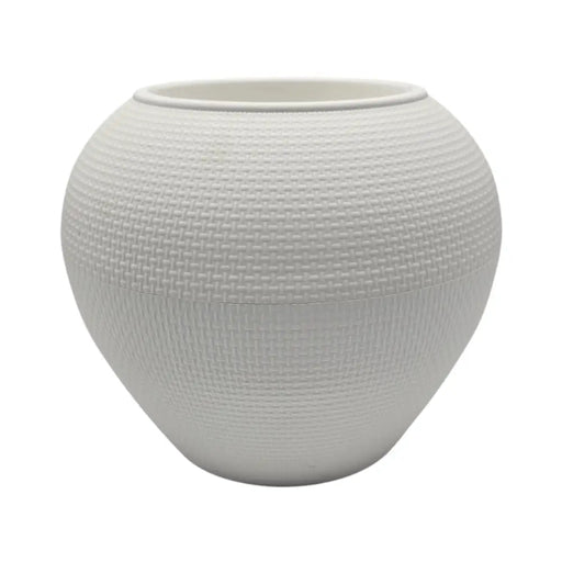 Macetero Plastico Redondo Ovalado Moderno Con Textura S - Fliperex