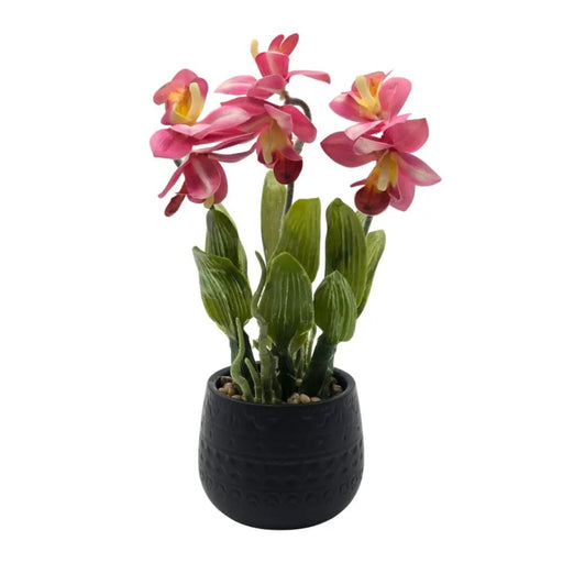Planta Artificial Orquidea Rosada Decorativa Macetero Loza - Fliperex